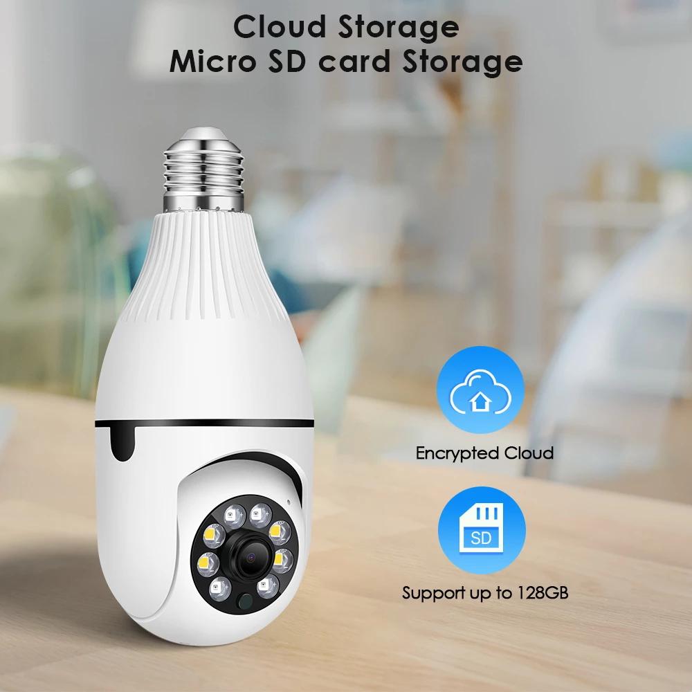 3MP Light Bulb PTZ Cam 360 Rotate Full Color Night Vision Wireless Wifi ICSEE Smart Security Camera E27